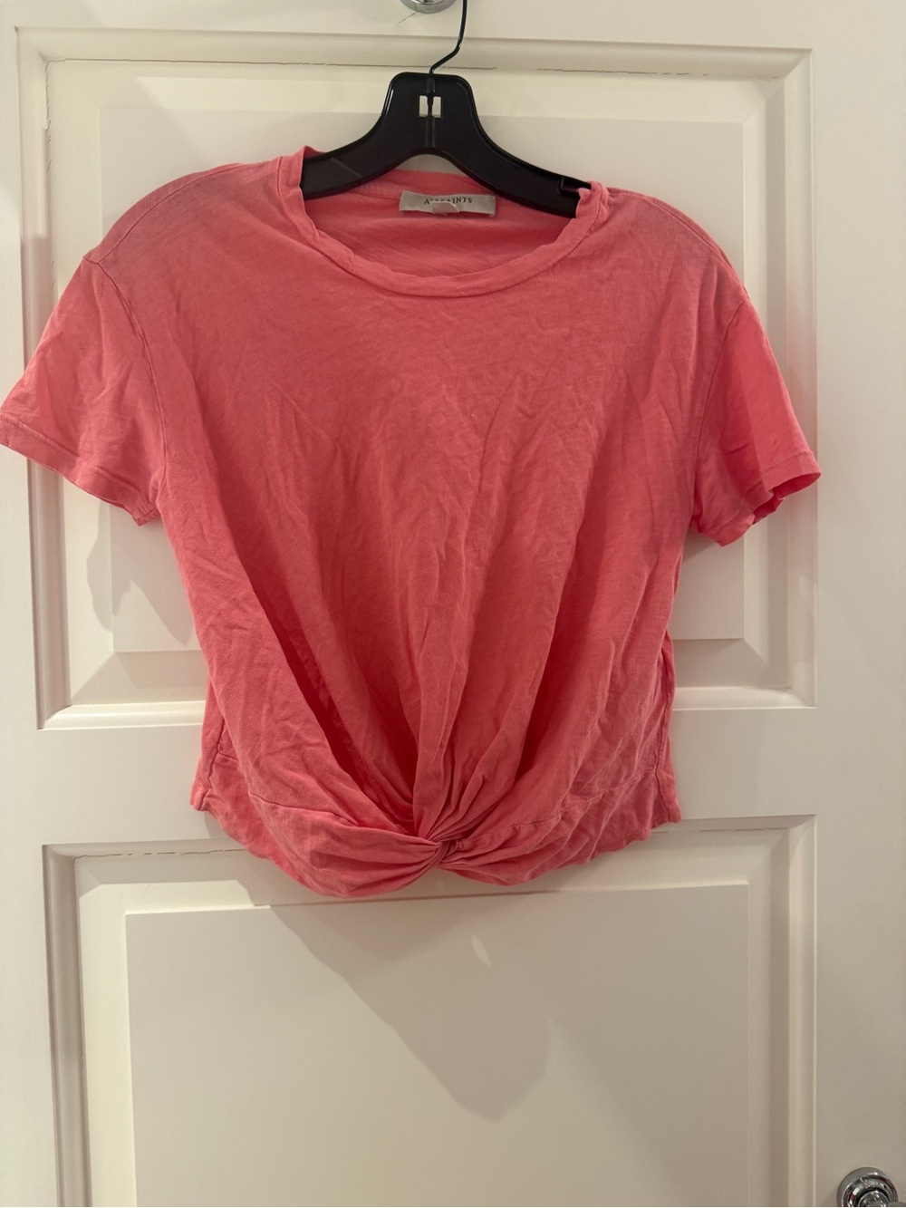 All Saints Coral Twist-Knot Short Sleeve Tee
